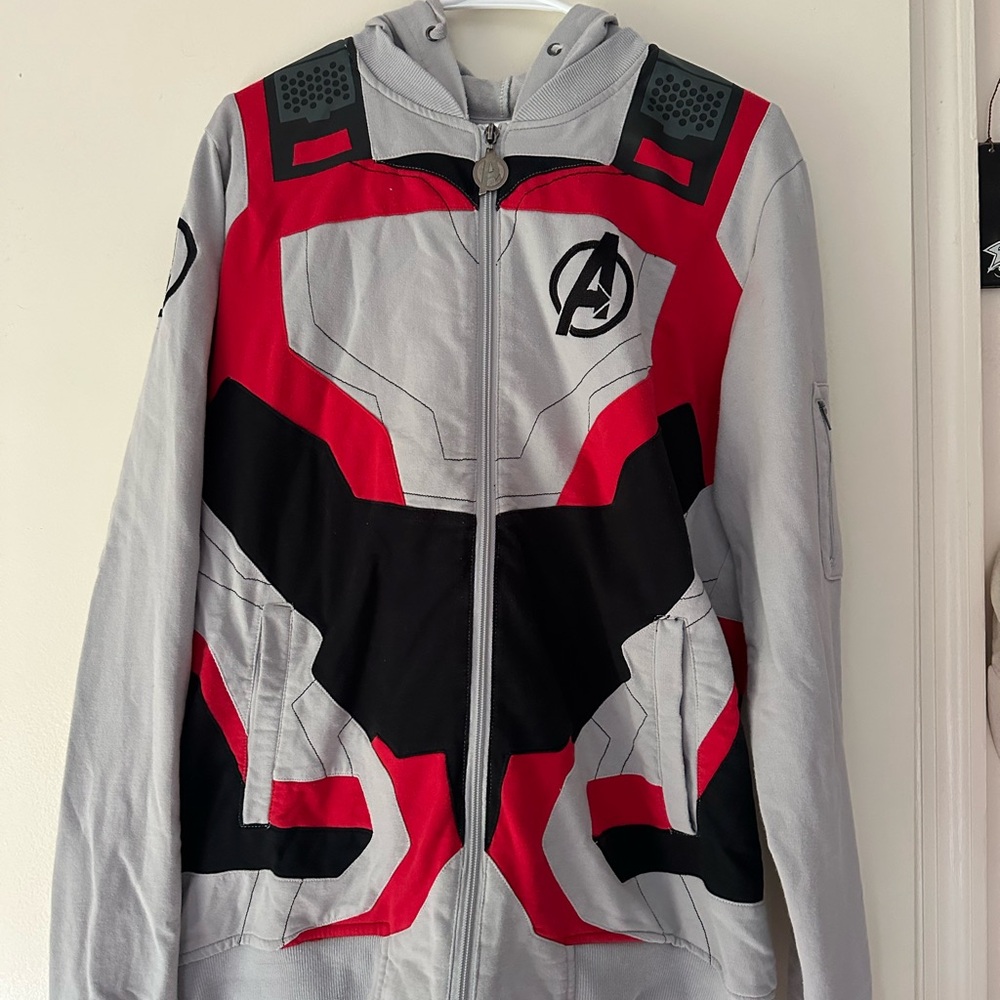 Avenger Gray and Red Bomber Jacket with Varsity Style